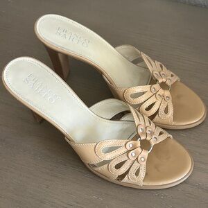 Franco Sarto Beige Cutout Heeled Sandals